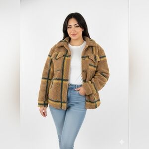 RSQ Blue and Tan Sherpa Jacket